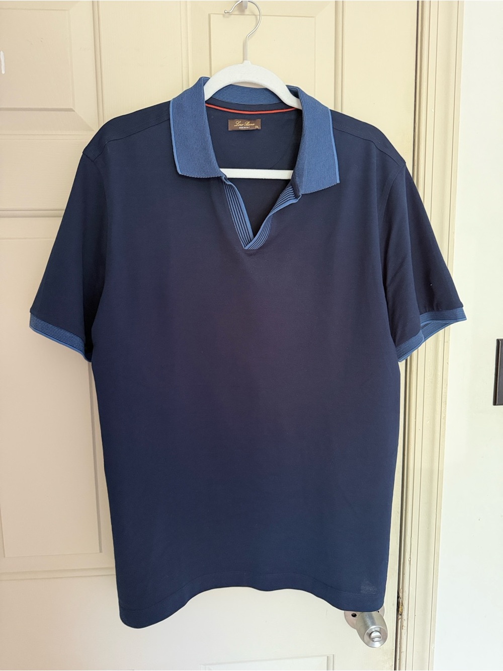 Loro Piana Navy Polo with Light Blue Trim